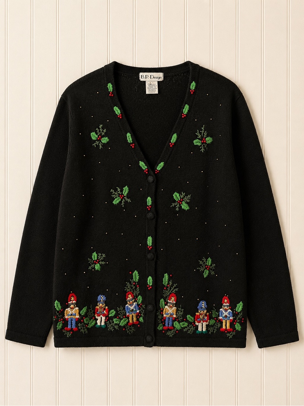 Vintage Black Nutcracker Embroidered Cardigan